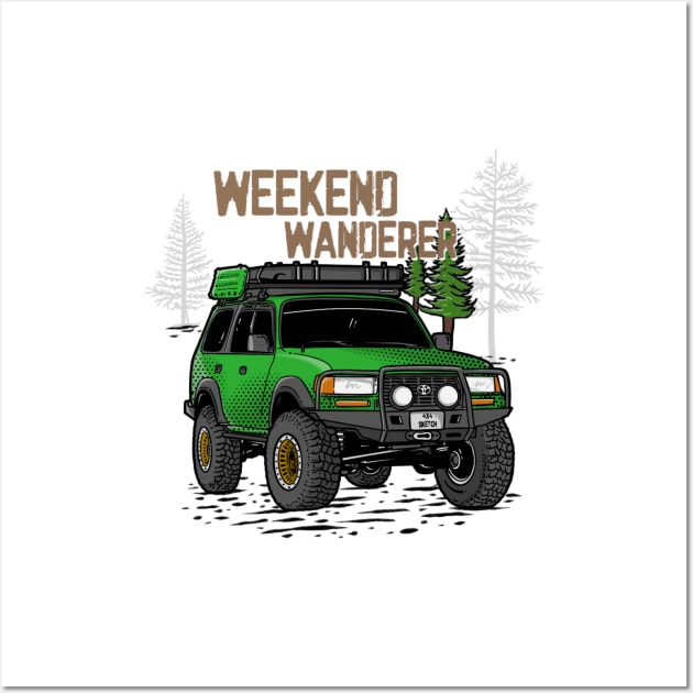 Toyota Land Cruiser Weekend Wanderer - Green Toyota Land Cruiser for Outdoor Enthusiasts Wall Art by 4x4 Sketch